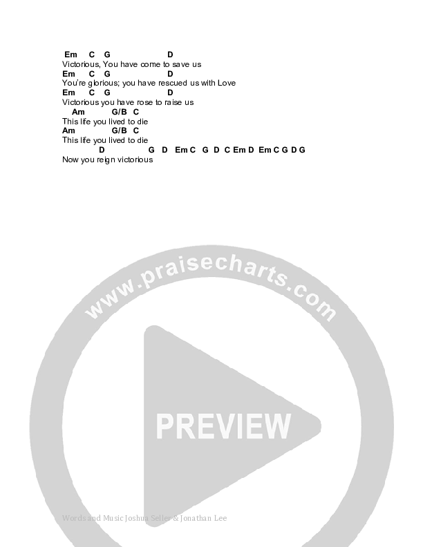 Victorious Chord Chart (Harvest Worship.)