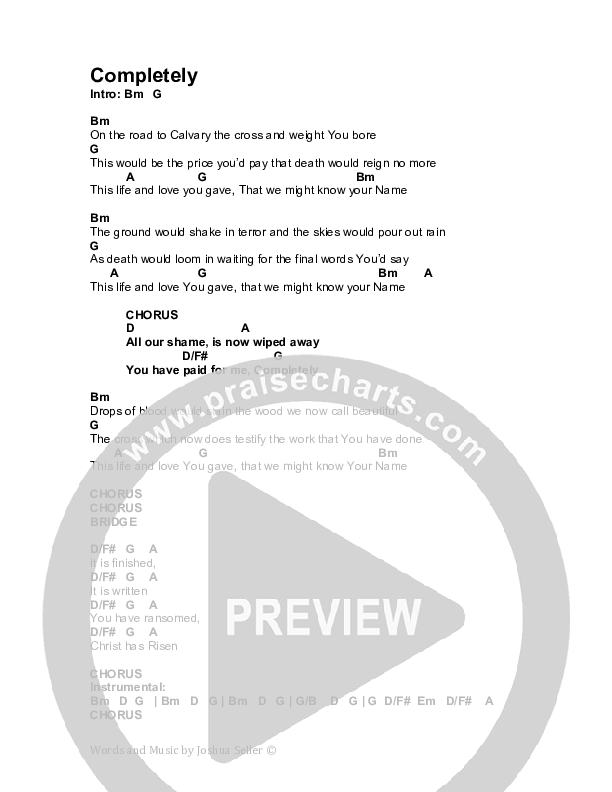 Completely Chord Chart (Harvest Worship.)