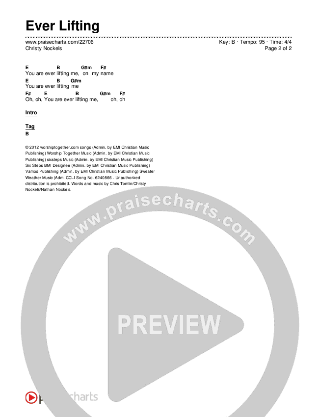 Ever Lifting Chords & Lyrics (Christy Nockels)