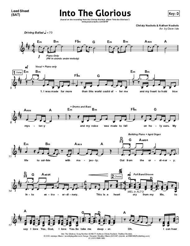 Into The Glorious Lead (SAT) (Christy Nockels)