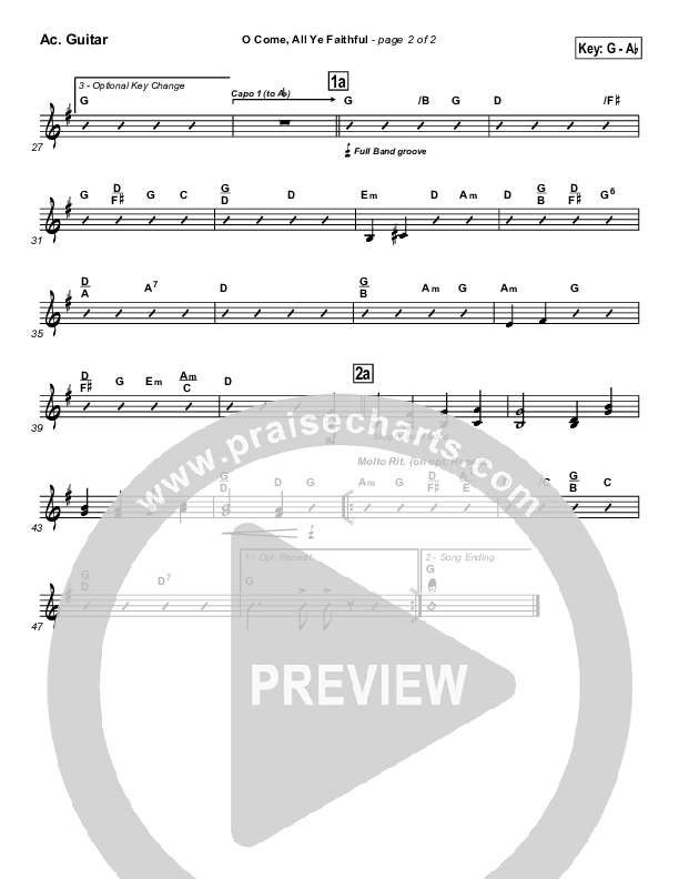 O Come All Ye Faithful Acoustic Guitar (Traditional Carol / PraiseCharts)