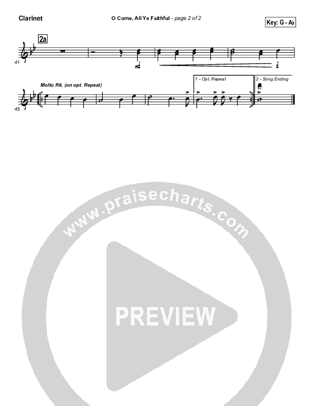 O Come All Ye Faithful Clarinet (Traditional Carol / PraiseCharts)