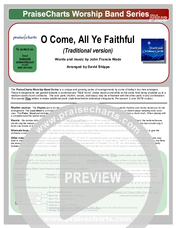 O Come All Ye Faithful Cover Sheet (Traditional Carol / PraiseCharts)