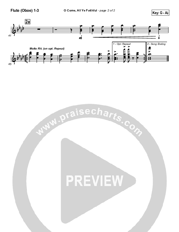 O Come All Ye Faithful Flute/Oboe 1/2/3 (Traditional Carol / PraiseCharts)