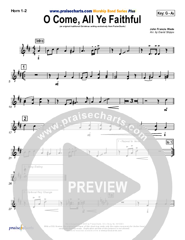 O Come All Ye Faithful French Horn 1/2 (Traditional Carol / PraiseCharts)