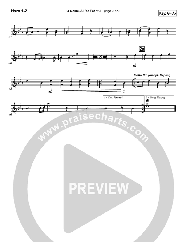 O Come All Ye Faithful French Horn 1/2 (Traditional Carol / PraiseCharts)