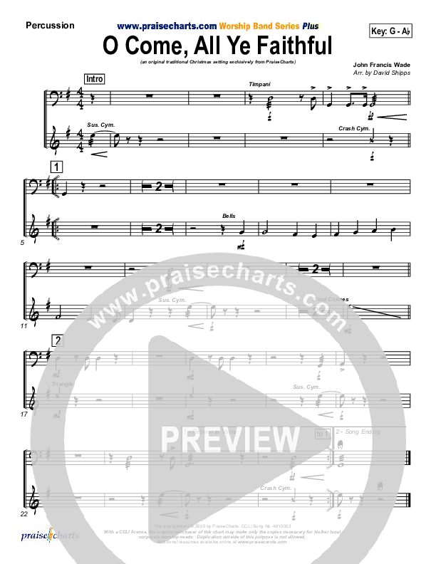 O Come All Ye Faithful Percussion (Traditional Carol / PraiseCharts)