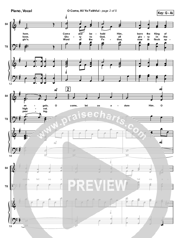 O Come All Ye Faithful Piano/Vocal (Traditional Carol / PraiseCharts)