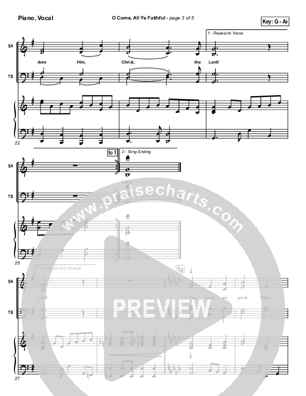 O Come All Ye Faithful Piano/Vocal (Traditional Carol / PraiseCharts)