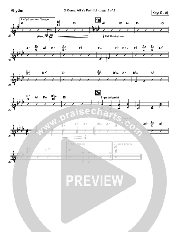 O Come All Ye Faithful Rhythm Chart (Traditional Carol / PraiseCharts)