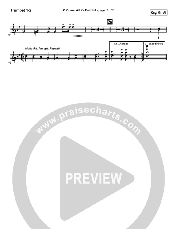 O Come All Ye Faithful Trumpet 1,2 (Traditional Carol / PraiseCharts)