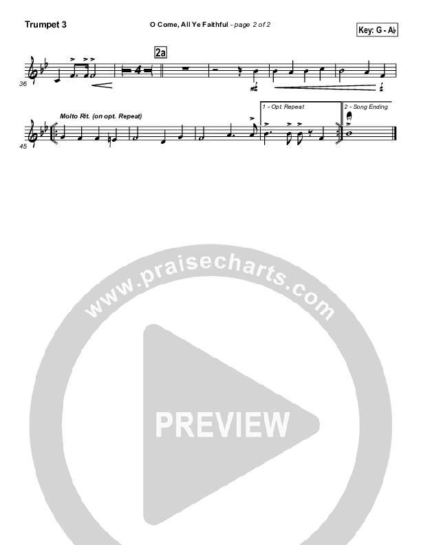 O Come All Ye Faithful Trumpet 3 (Traditional Carol / PraiseCharts)