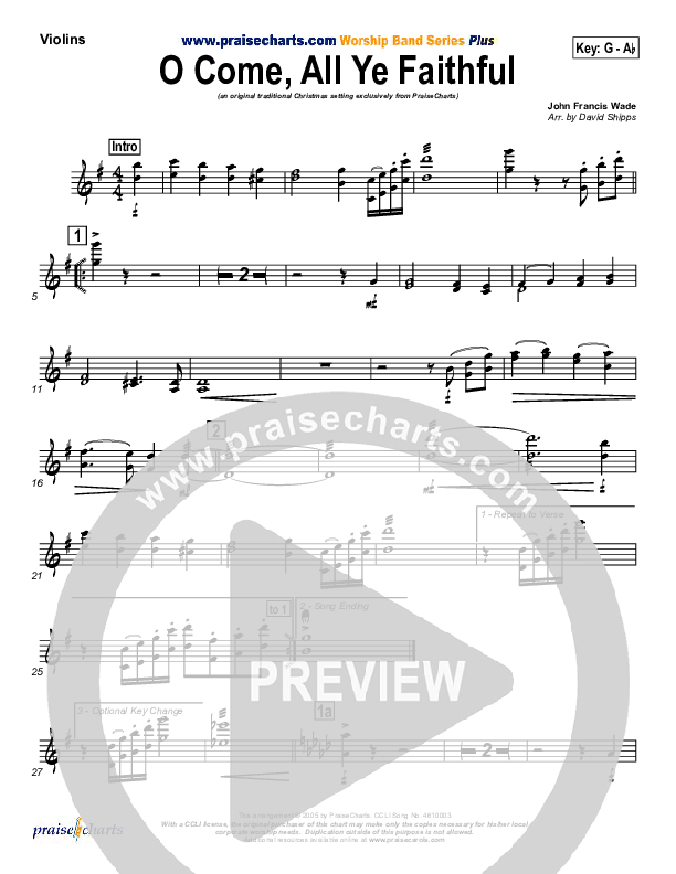 O Come All Ye Faithful Violins (Traditional Carol / PraiseCharts)