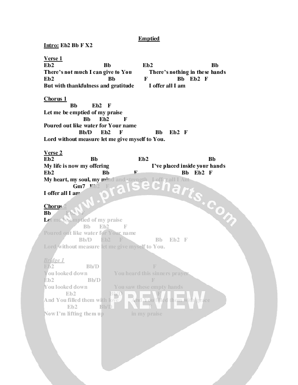 Emptied Chords & Lyrics (Jeremy Horn)