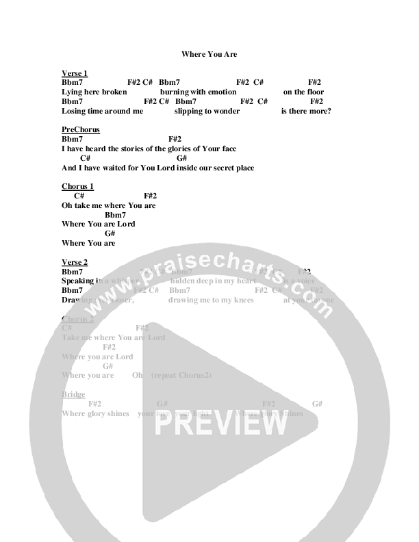 Where You Are Chords & Lyrics (Jeremy Horn)