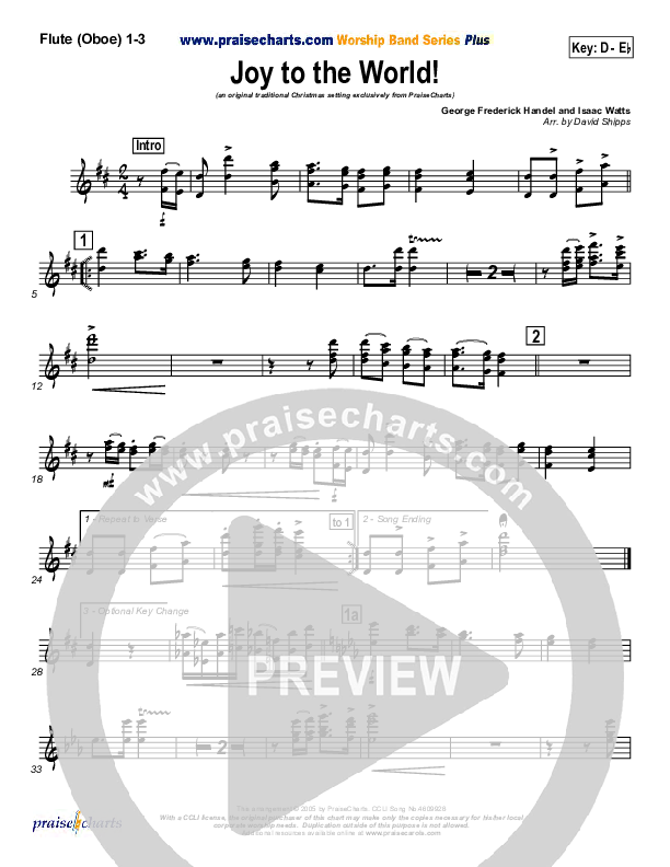 Joy To The World Flute/Oboe 1/2/3 (Traditional Carol / PraiseCharts)
