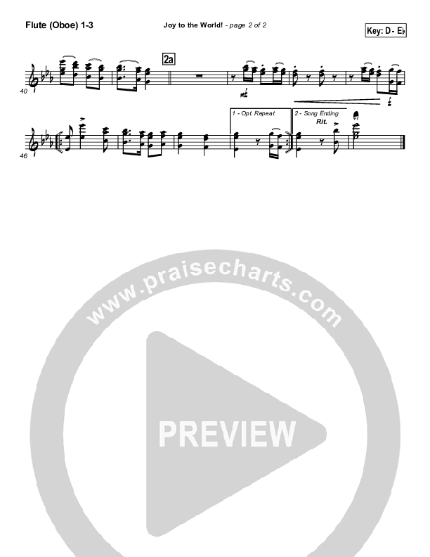 Joy To The World Flute/Oboe 1/2/3 (Traditional Carol / PraiseCharts)
