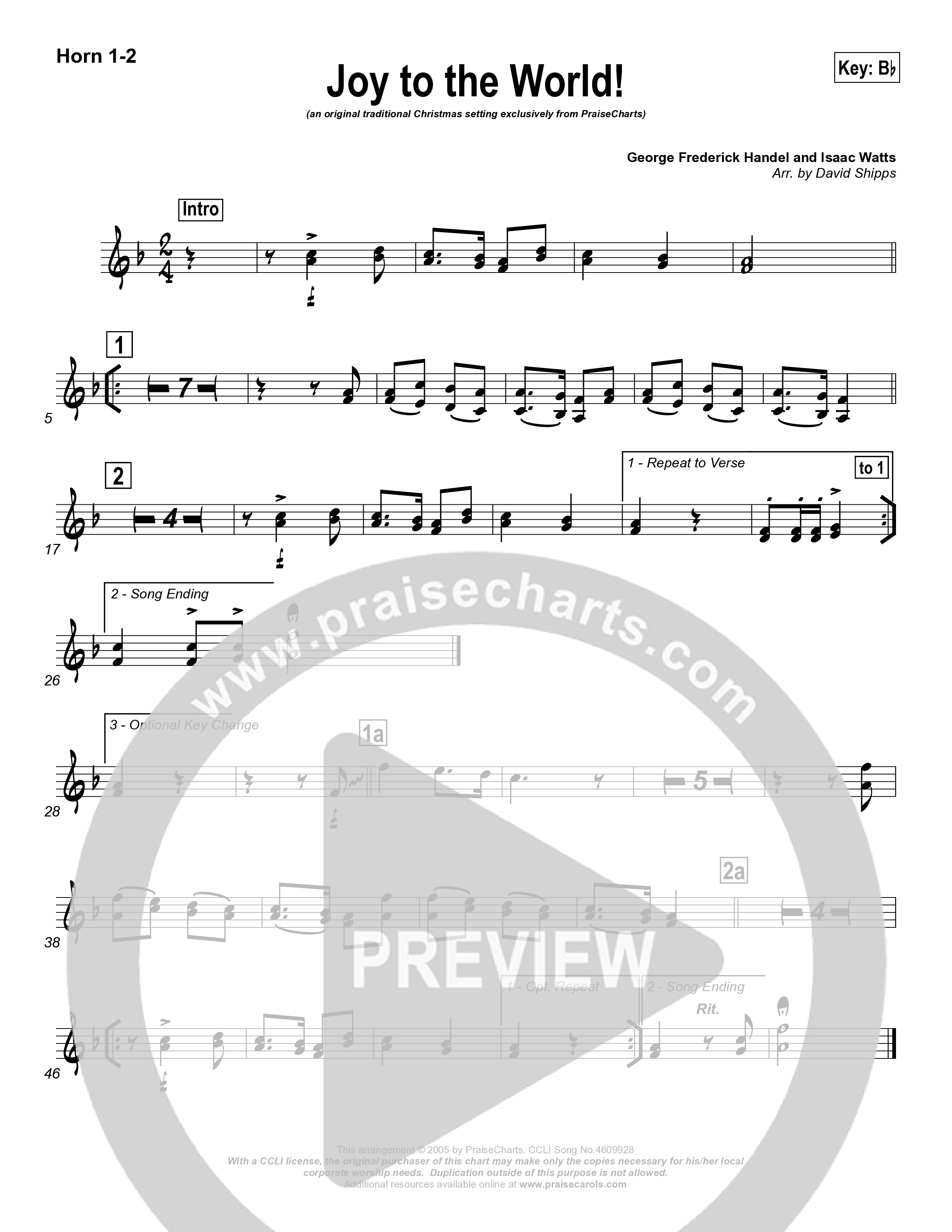 Joy To The World French Horn (Traditional Carol / PraiseCharts)