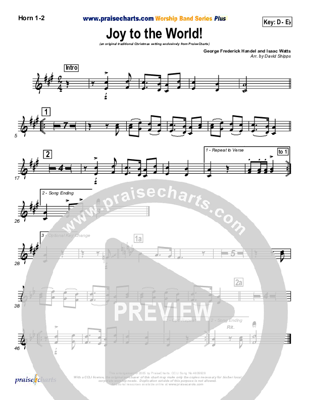 Joy To The World French Horn 1/2 (Traditional Carol / PraiseCharts)