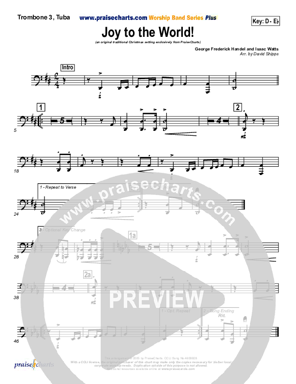Joy To The World Trombone 3/Tuba (Traditional Carol / PraiseCharts)