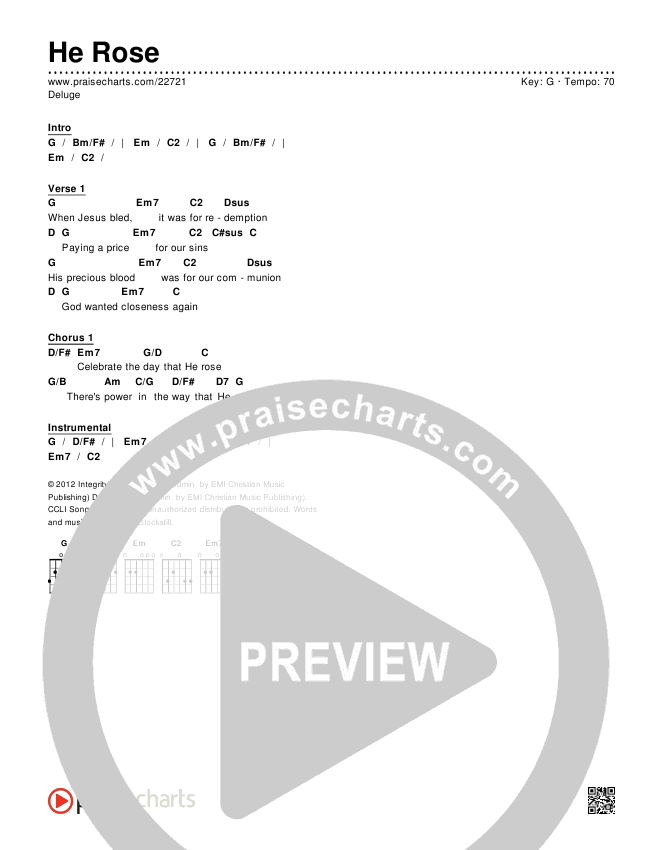 He Rose Chords & Lyrics (Deluge)
