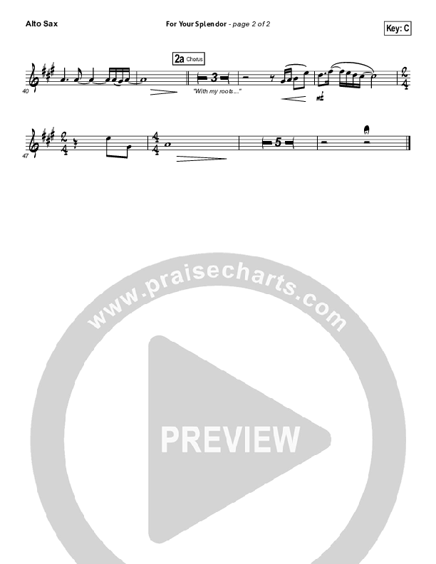 For Your Splendor Alto Sax (Christy Nockels)