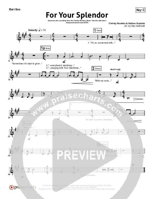 For Your Splendor Bari Sax (Christy Nockels)