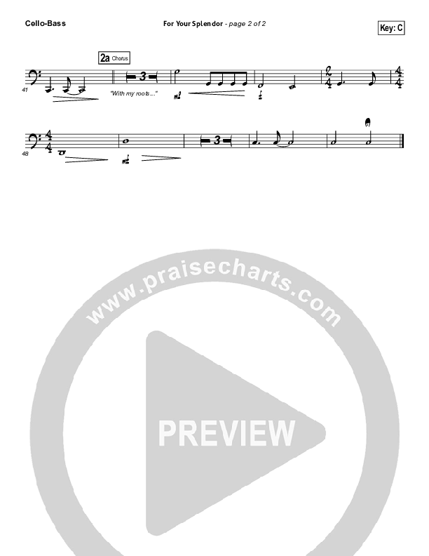 For Your Splendor Cello/Bass (Christy Nockels)