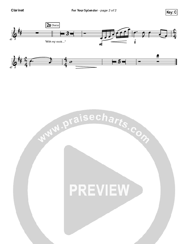 For Your Splendor Clarinet (Christy Nockels)