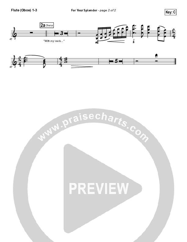 For Your Splendor Flute/Oboe 1/2/3 (Christy Nockels)