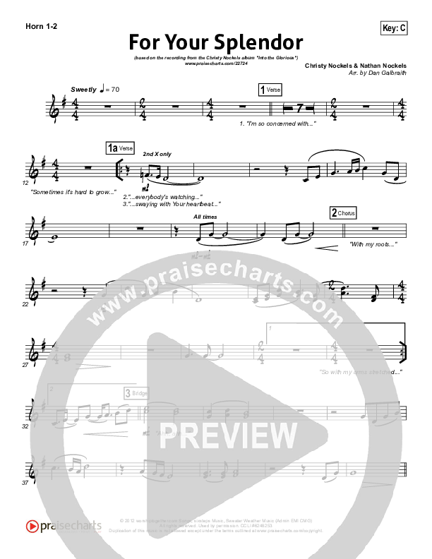 For Your Splendor French Horn 1/2 (Christy Nockels)