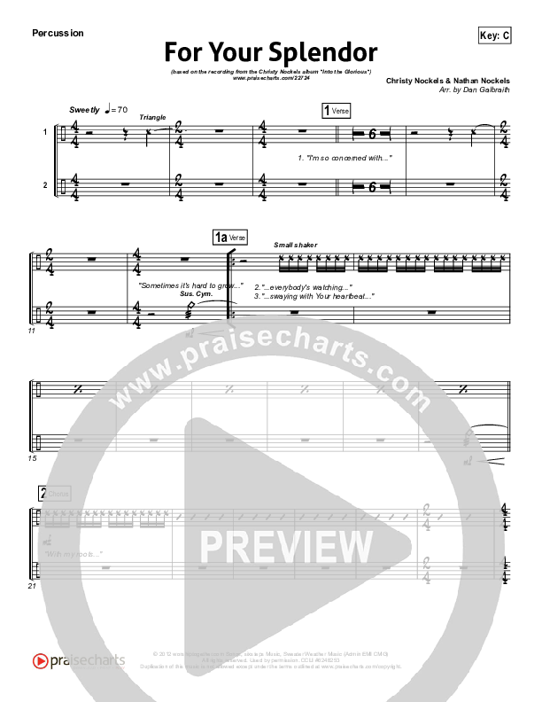 For Your Splendor Percussion (Christy Nockels)