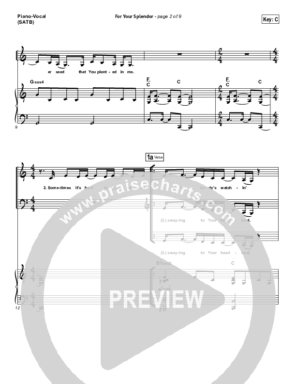 For Your Splendor Piano/Vocal (SATB) (Christy Nockels)