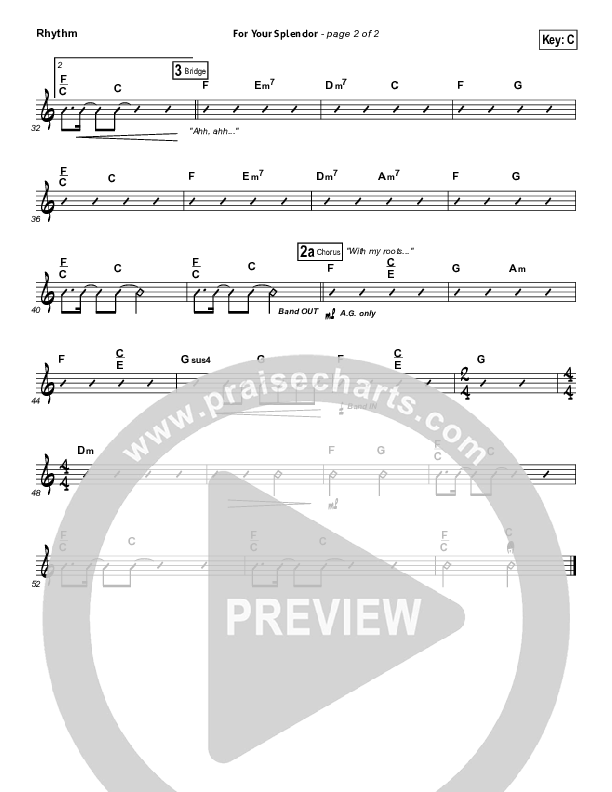 For Your Splendor Rhythm Chart (Christy Nockels)
