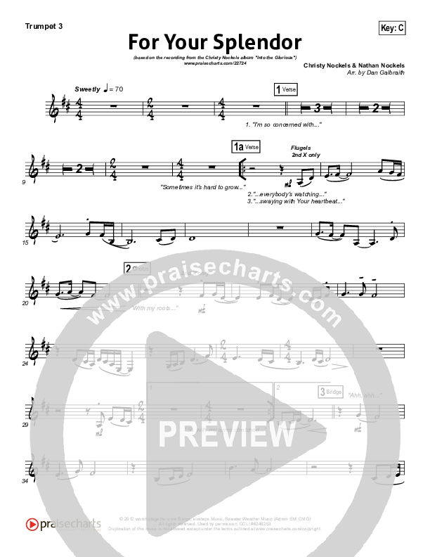 For Your Splendor Trumpet 3 (Christy Nockels)