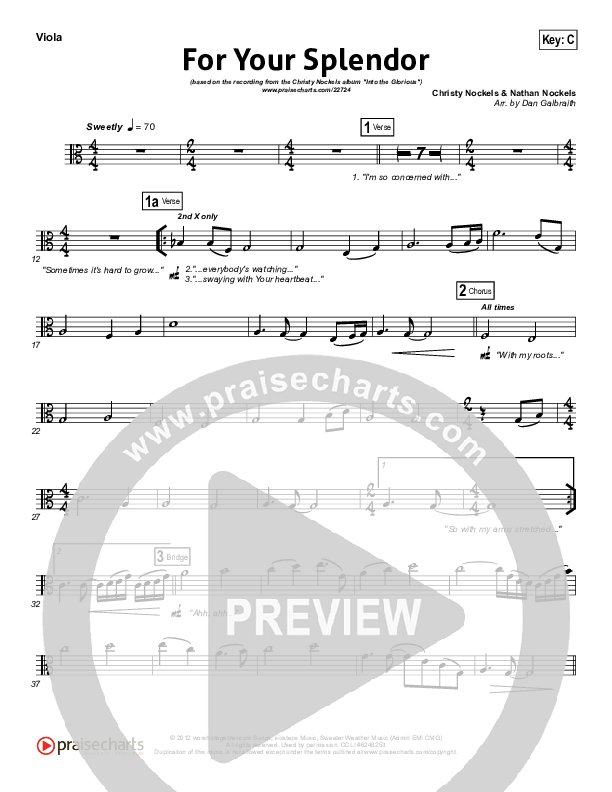 For Your Splendor Viola (Christy Nockels)