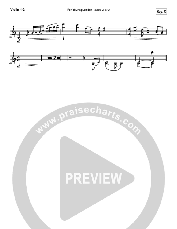 For Your Splendor Violin 1/2 (Christy Nockels)