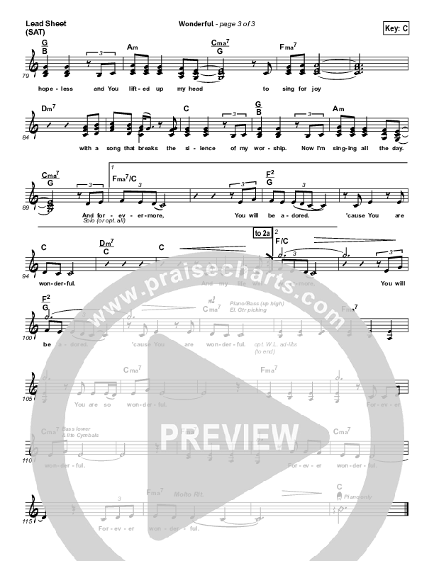 Wonderful Lead Sheet (Christy Nockels)