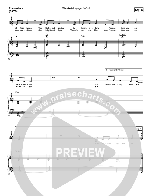 Wonderful Piano/Vocal (Christy Nockels)