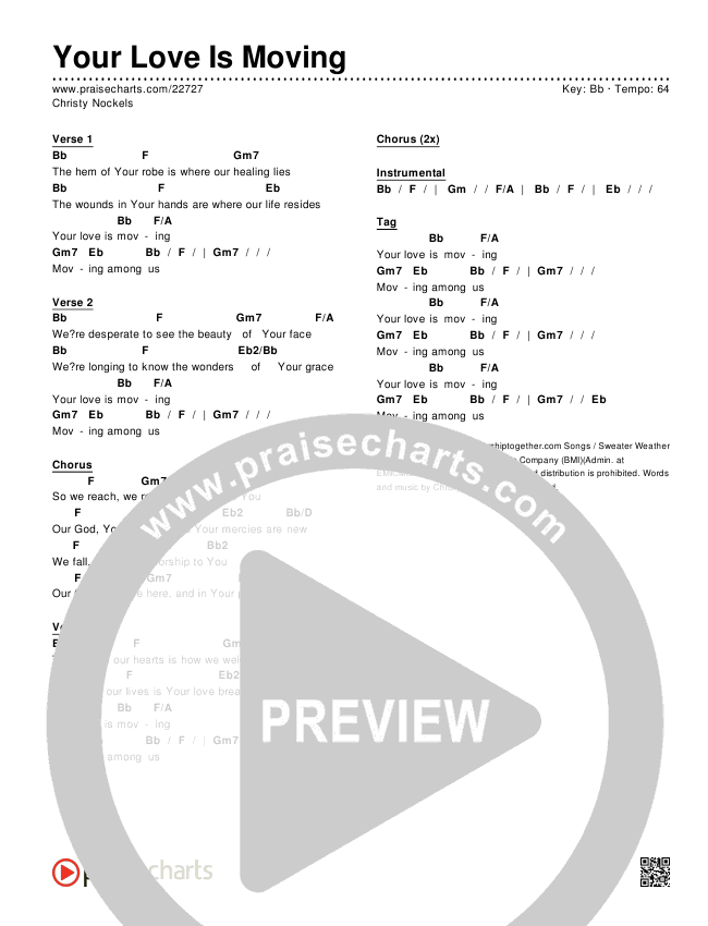 Your Love Is Moving Chords & Lyrics (Christy Nockels)