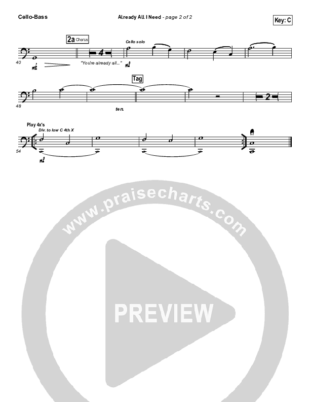 Already All I Need Cello/Bass (Christy Nockels)