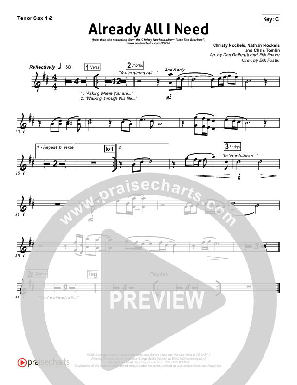 Already All I Need Tenor Sax 1/2 (Christy Nockels)