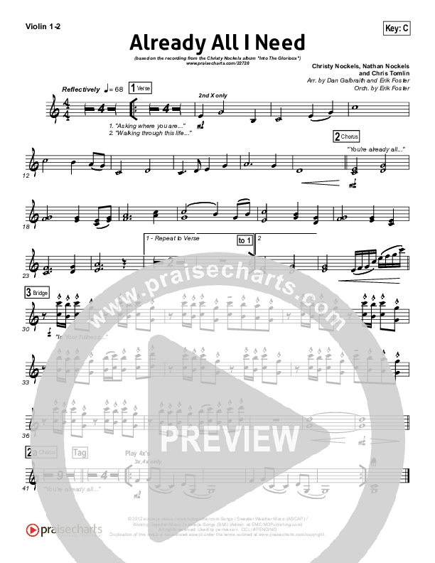Already All I Need Violin 1/2 (Christy Nockels)