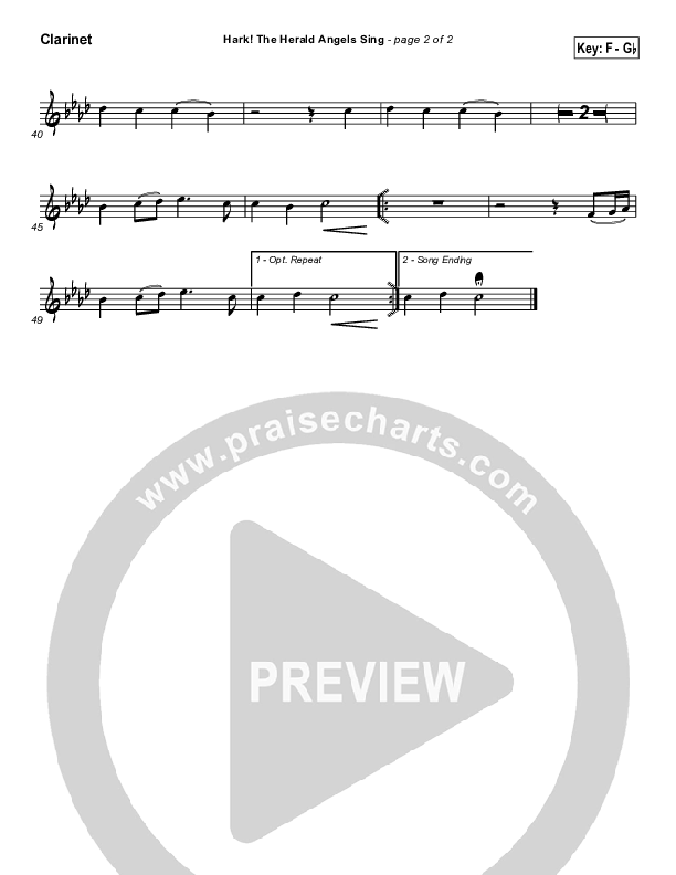 Hark The Herald Angels Sing Clarinet (Traditional Carol / PraiseCharts)