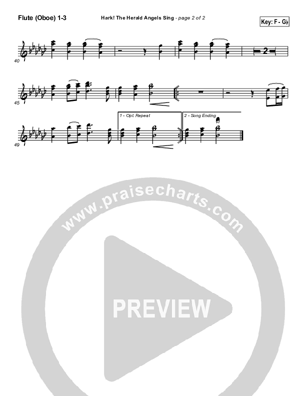 Hark The Herald Angels Sing Flute/Oboe 1/2/3 (Traditional Carol / PraiseCharts)
