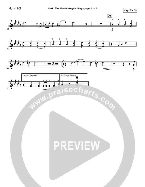 Hark The Herald Angels Sing French Horn 1/2 (Traditional Carol / PraiseCharts)