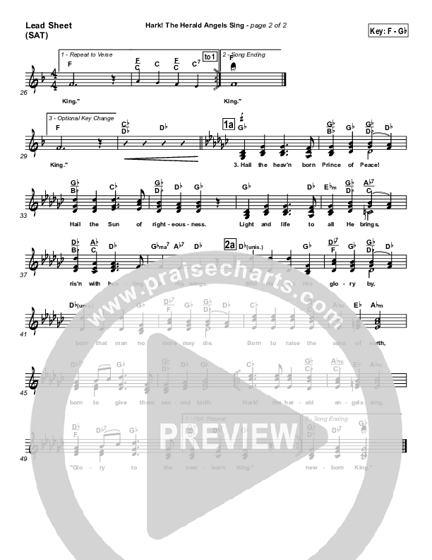 Hark The Herald Angels Sing Lead Sheet (Traditional Carol / PraiseCharts)