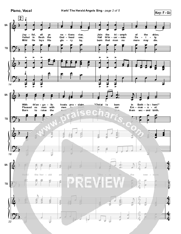 Hark The Herald Angels Sing Piano/Vocal & Lead (Traditional Carol / PraiseCharts)