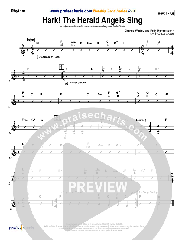 Hark The Herald Angels Sing Rhythm Chart (Traditional Carol / PraiseCharts)
