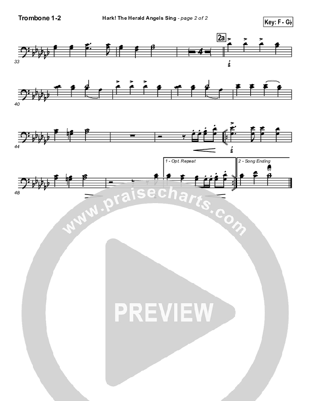 Hark The Herald Angels Sing Trombone 1/2 (Traditional Carol / PraiseCharts)